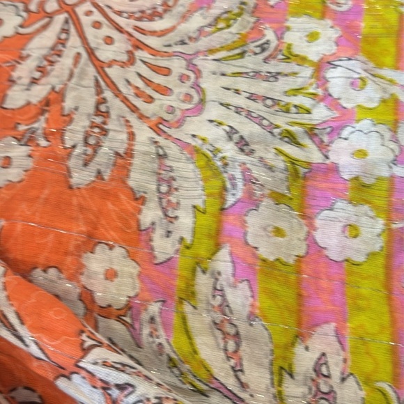 Loft Orange & Pink Multi Floral Cotton Scarf Sarong or Halter Top - Picture 13 of 13